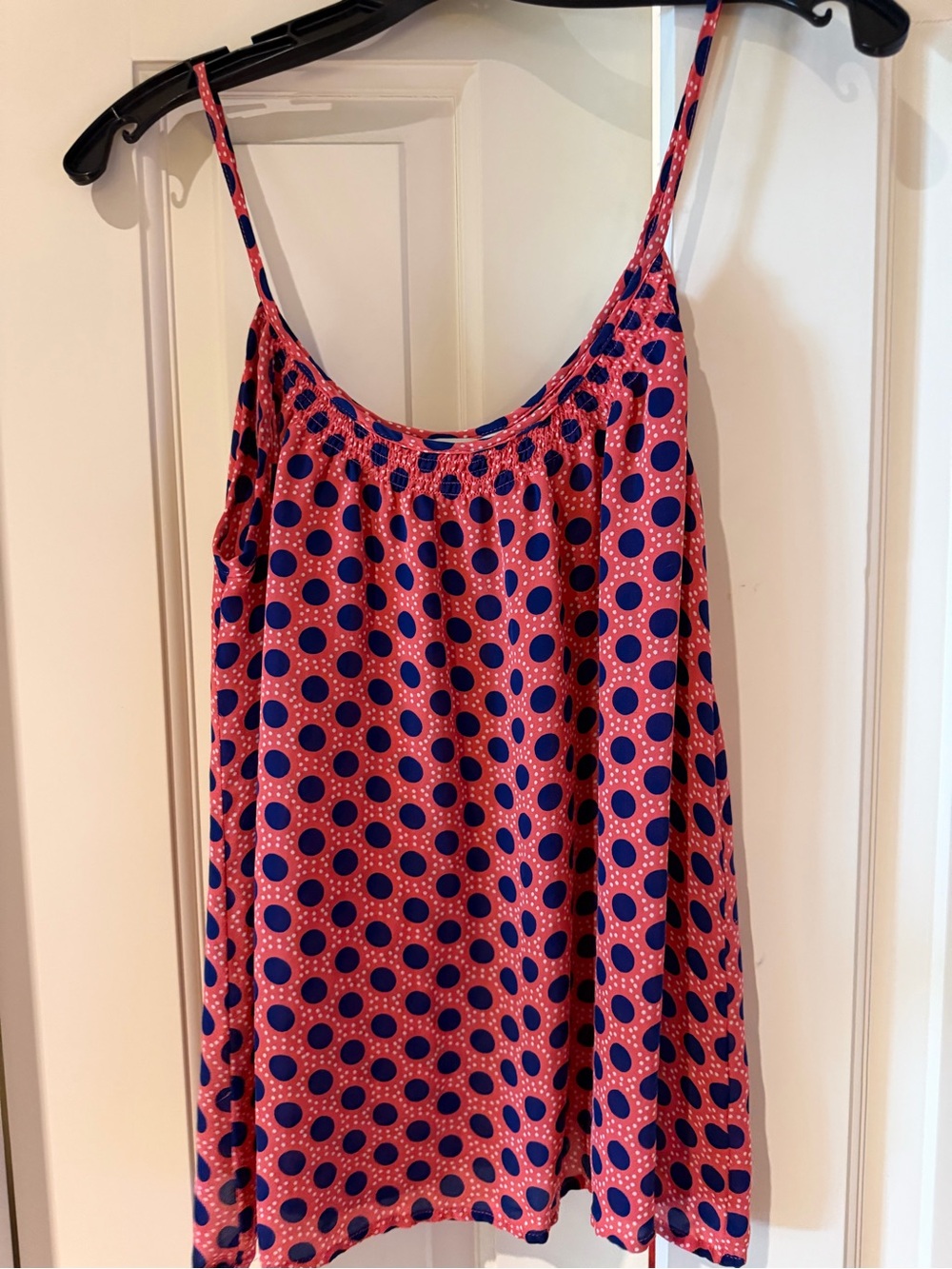 Tucker Pink and Navy Polka Dot Satin Camisole